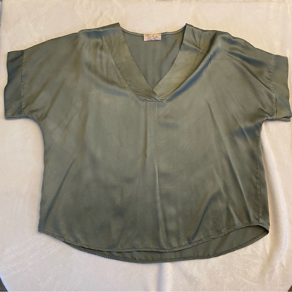Sofia Made in Italy Sage Green Oversized Blouse